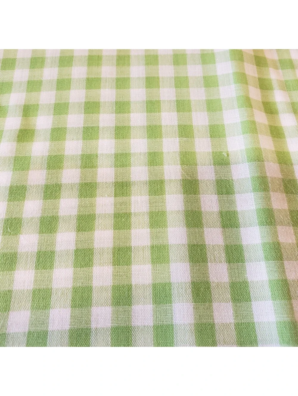 Vintage Cotton Gingham Napkin Placemat Set Green Pink Applique Hand Made Retro